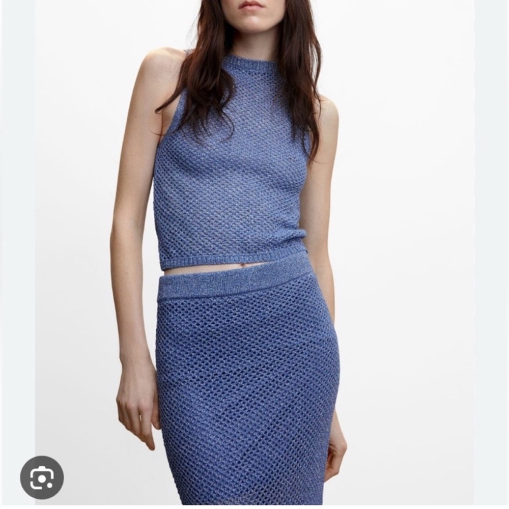 Mango Metallic Blue Knit Set - Picture 2 of 5